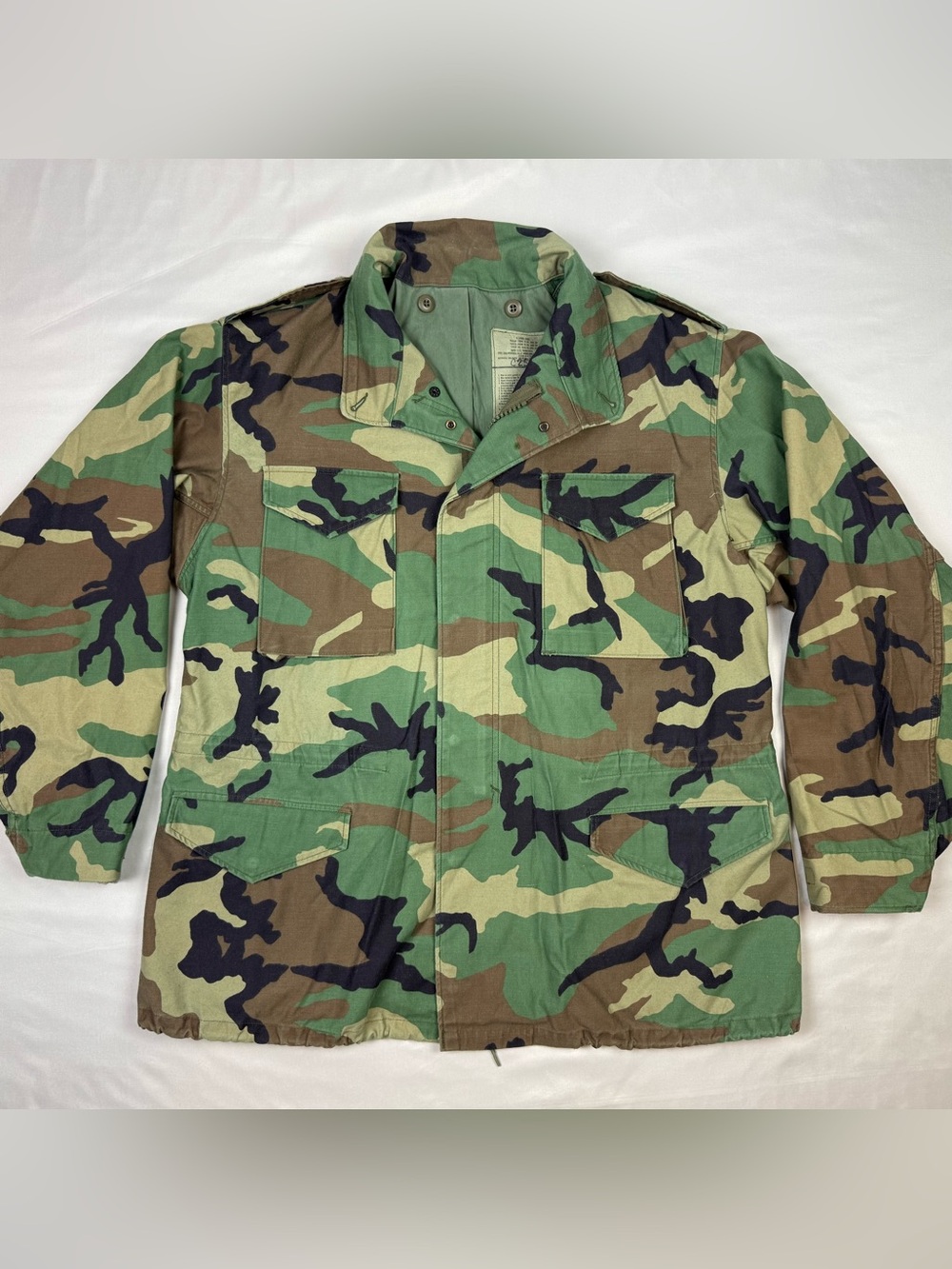 Vtg 90s USGI M65 Cold Weather Field Coat XL Long Woodland Camouflage Heavyweight
